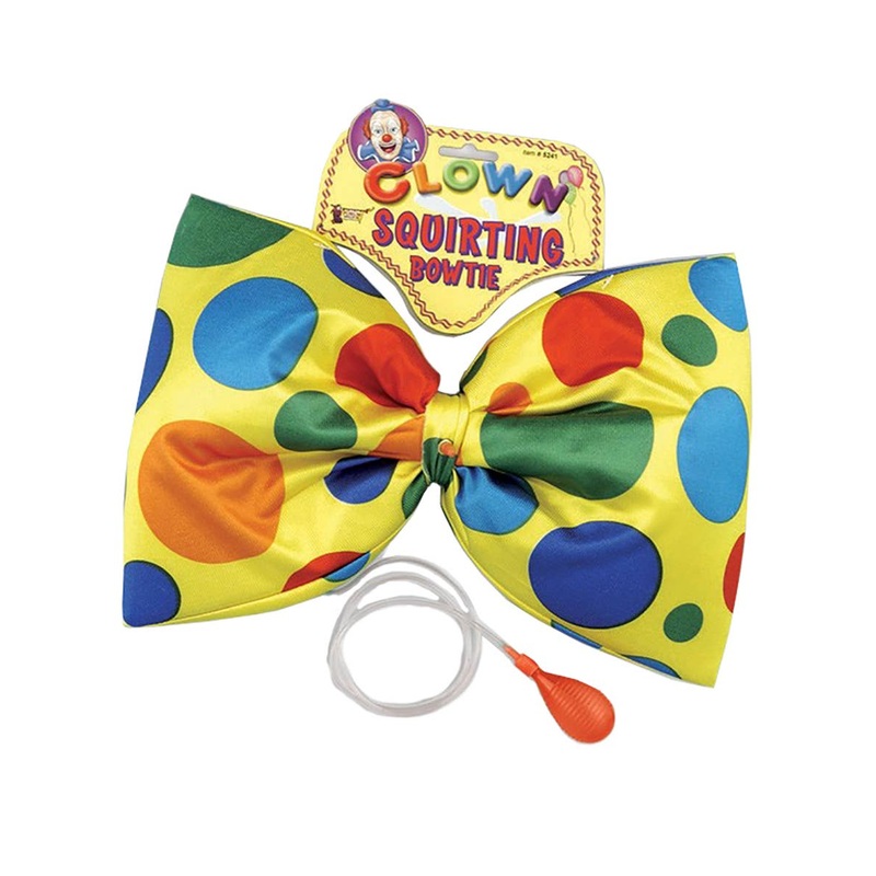 Polka Dot Novelty Yellow Squirting Clown Bowtie