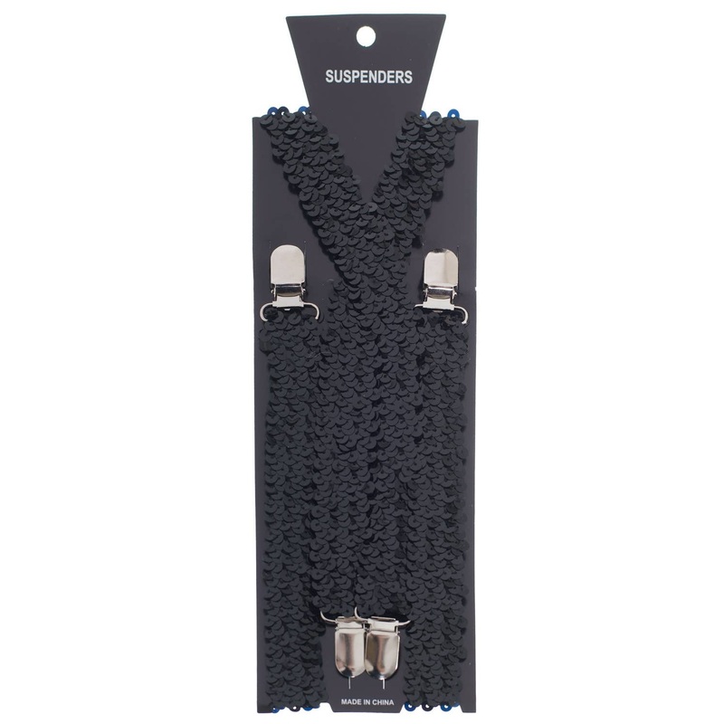 Sequined Black Suspenders Costume Accessory