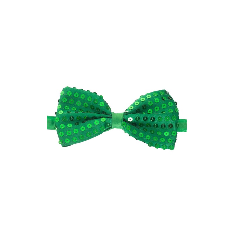 Sequined Green Satin Bow Tie