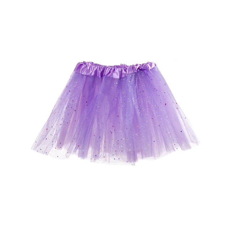 Soft Purple Mesh Girls Tutu with Rainbow Glitter