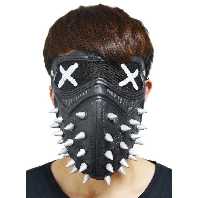 Spiked Black Latex Halloween Costume Mask