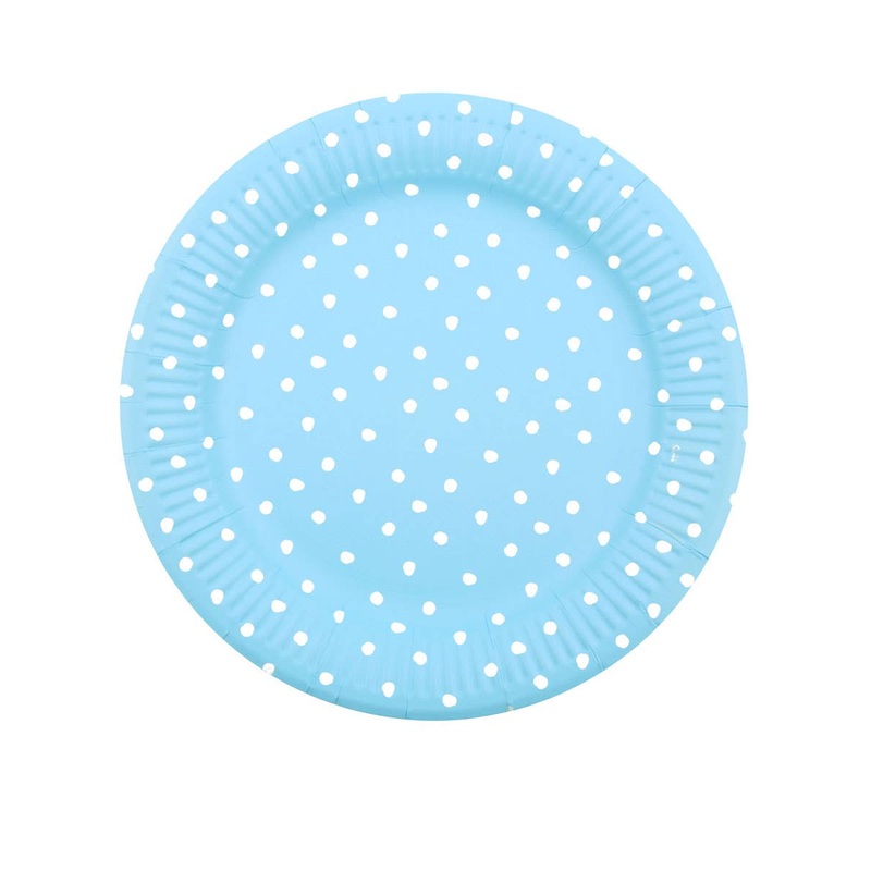 Blue and White Polka Dot 12 Pack 18cm Paper Plates