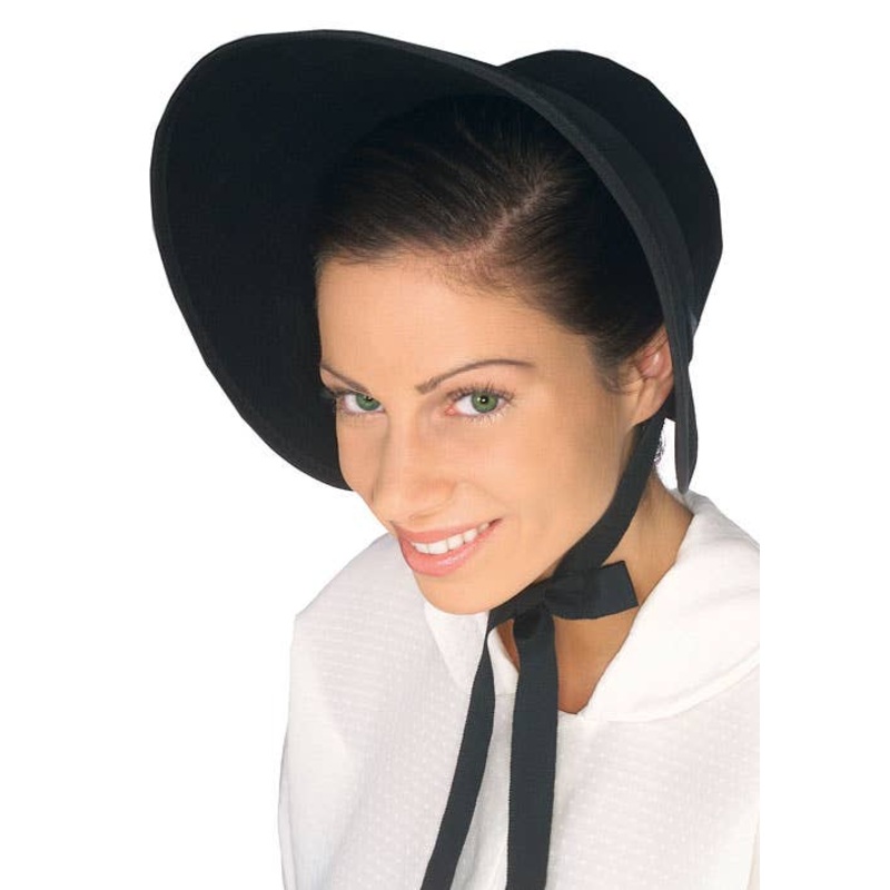 Colonial Womens Black Feltex Bonnet Hat