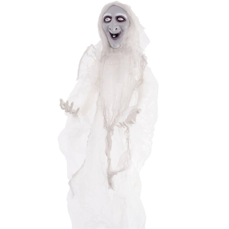 Creepy Animated Halloween Witch with Glowing Eyes Prop