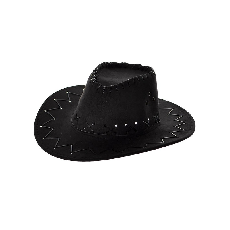 Faux Suede Kids Black Cowboy Costume Hat