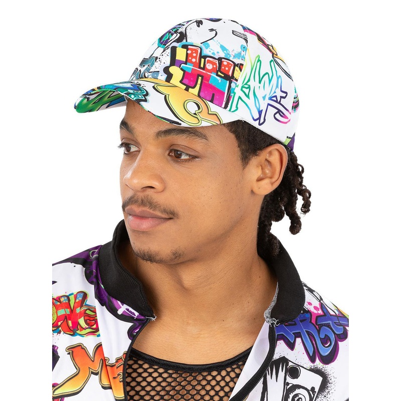 Graffiti Print Adults 90s Peaked Costume Cap