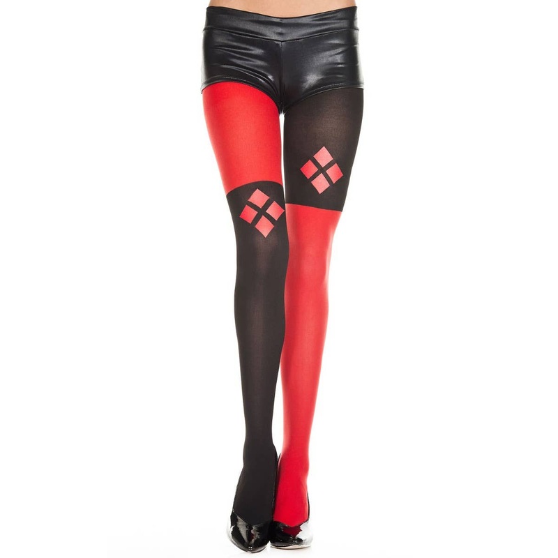 Harley Quinn Womens Red and Black Stockings