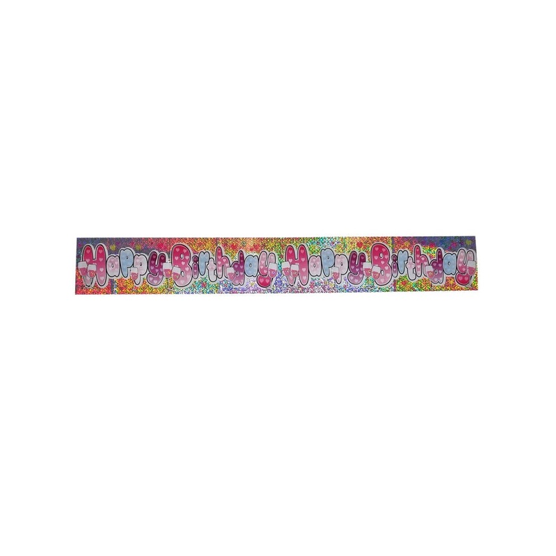 Holographic Champagne Pink 180cm Happy Birthday Banner