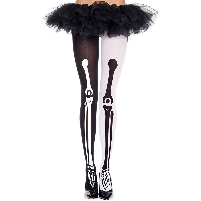 Mismatch Black and White Skeleton Halloween Stockings