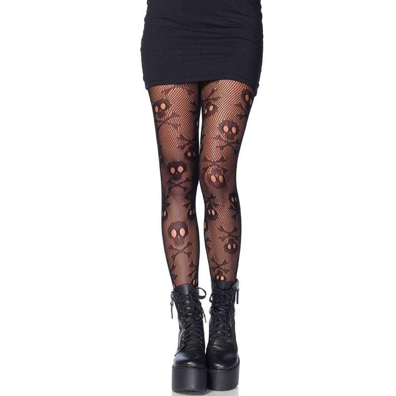 Pirate Skull Booty Black Net Stockings