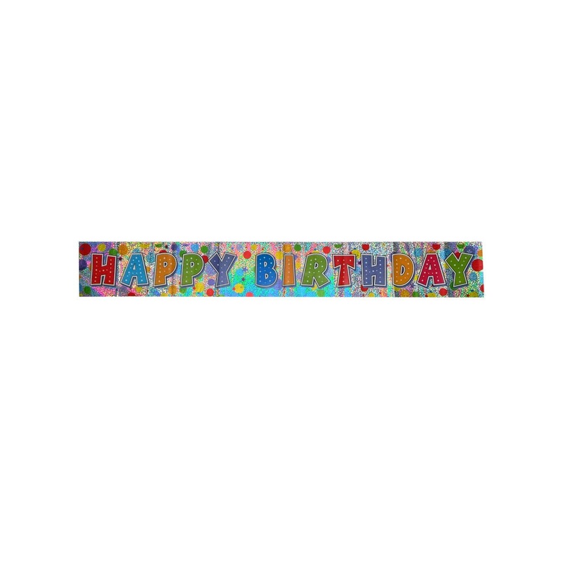 Rainbow Holographic Happy Birthday 180cm Party Banner