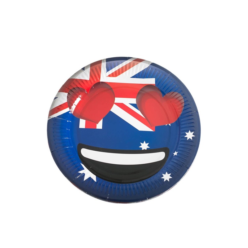Round Heart Eyes Emoji Aussie Party Plates - 10 Pack