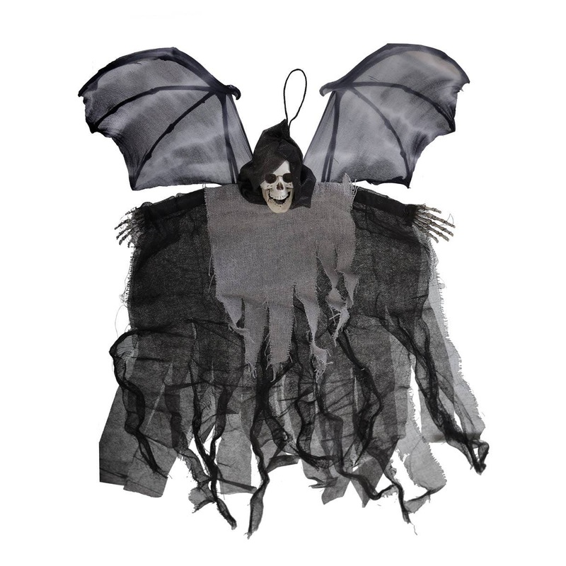 Small Grey Winged Reaper Hanging Halloween Decoration