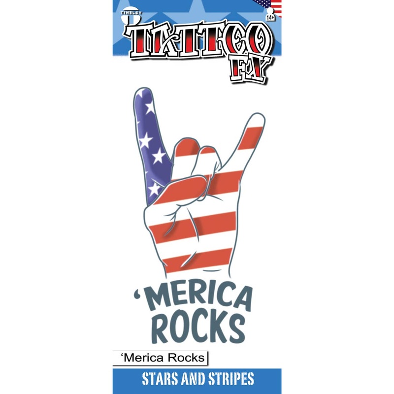Stars and Stripes 'Merica Rocks Temporary Tattoo