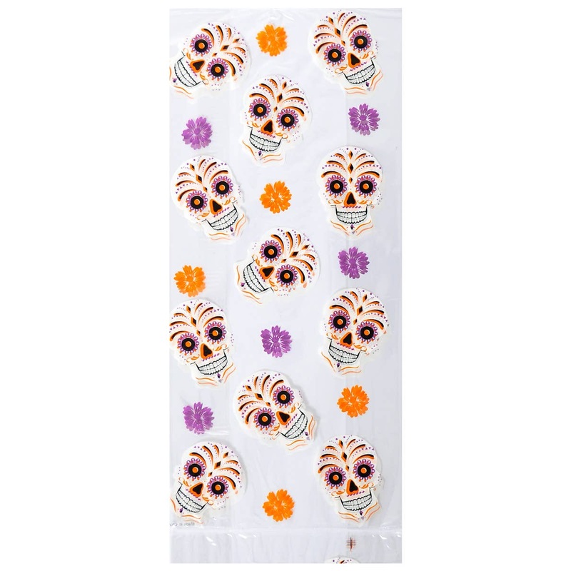 Sugar Skull Print 25 Pack Cello Day of the Dead Party Bag
