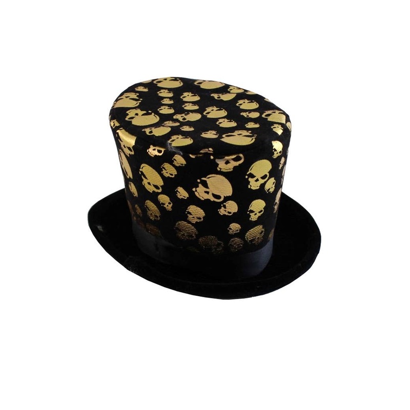 Voodoo Gold Skull Black Halloween Mini Top Hat
