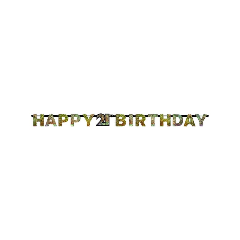 21st Birthday Sparkling Gold Banner Party Decoration
