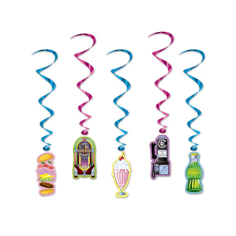 50s Soda Shop Spirals Hanging Party Decoration