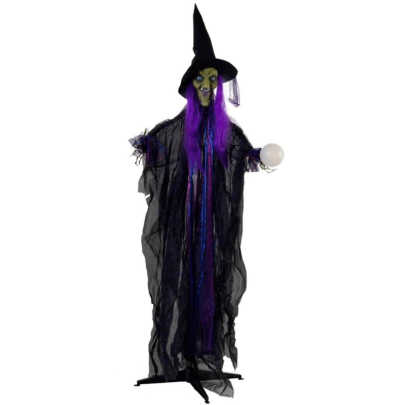 Animated Fortune Teller Witch Halloween Decoration with Sounds