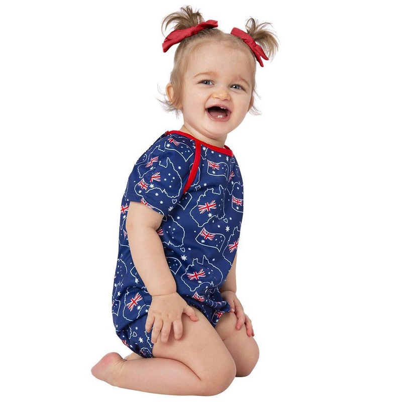 Australian Flag Printed Toddler Girls Costume Romper