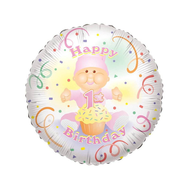 Baby Girl 1st Birthday Pink 46cm Round Foil Balloon