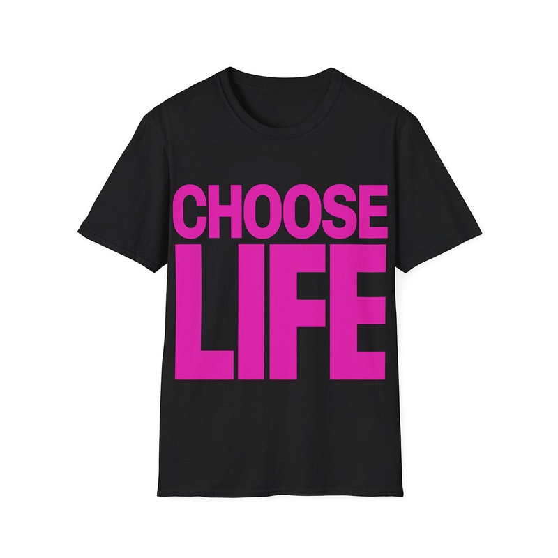 Choose Life Pink and Black 80s Costume Shirt