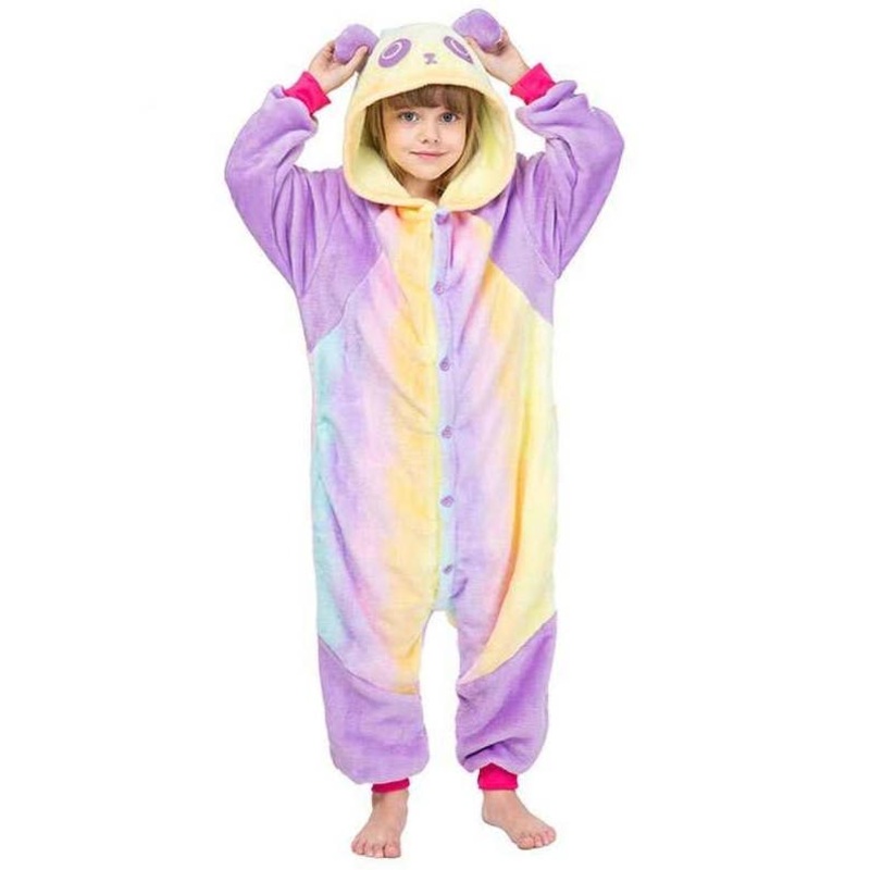 Cute Pastel Rainbow Panda Kids Onesie Costume