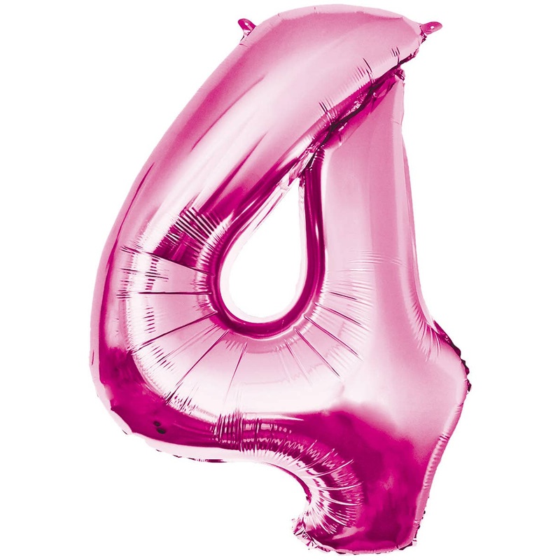 Giant Pink 84cm Number 4 Foil Balloon