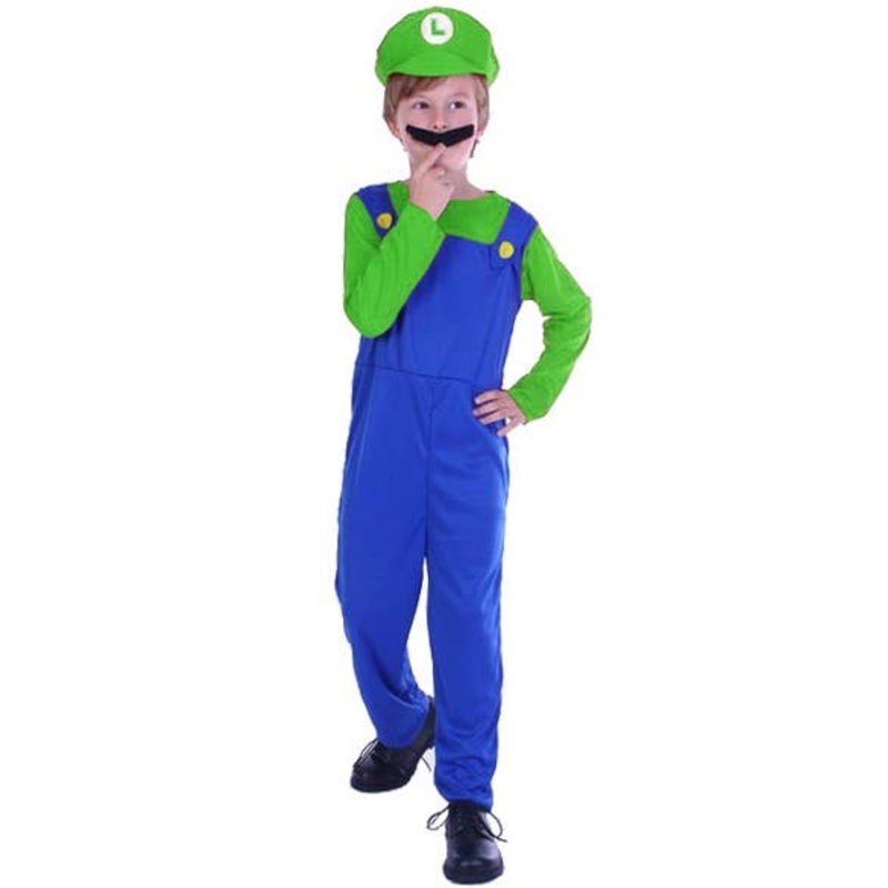 Green Plumber Boys Gaming Character Costume