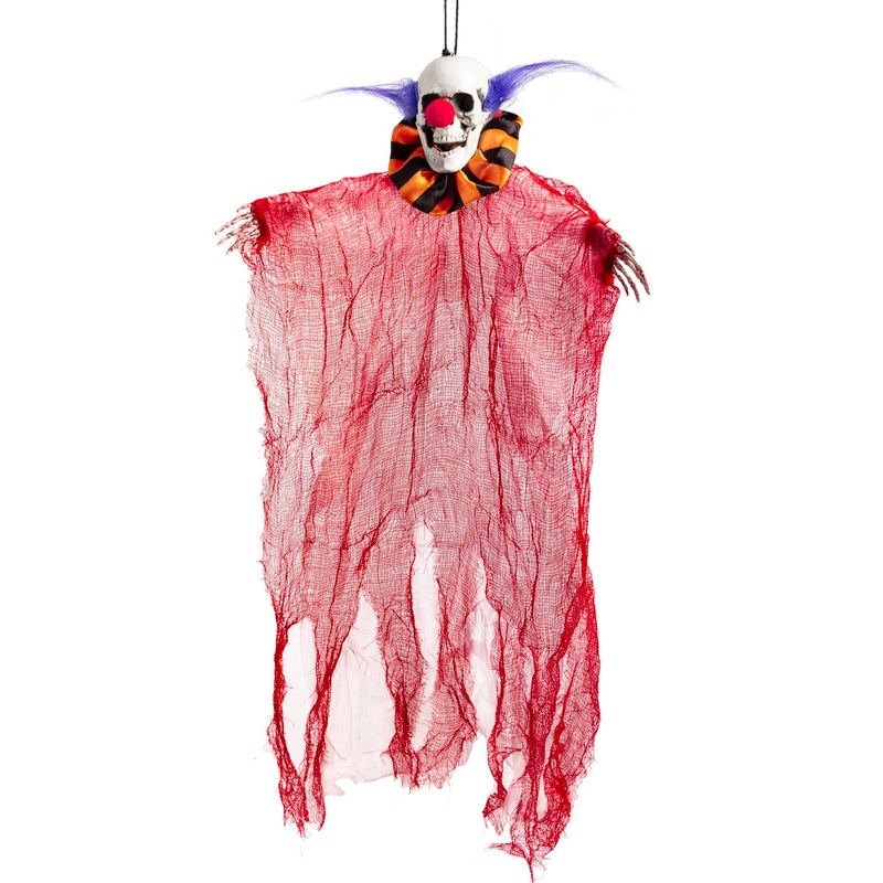 Hanging Orange and Red Evil Clown Halloween Decoration