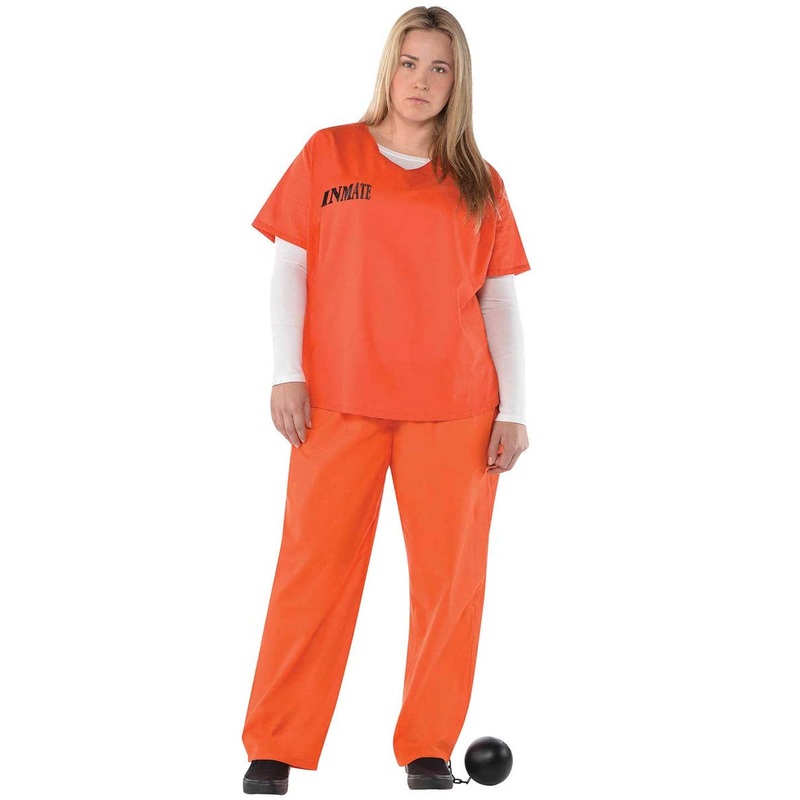 Inmate Orange Prisoner Womens Plus Size Costume
