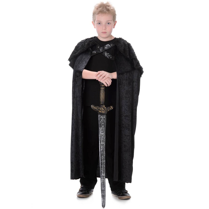 Long Black Furry Boys Halloween Costume Cape