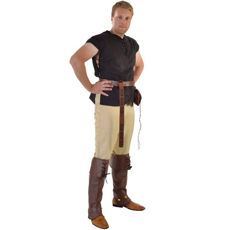 Plus Size Mens Black Suede Medieval Costume Shirt
