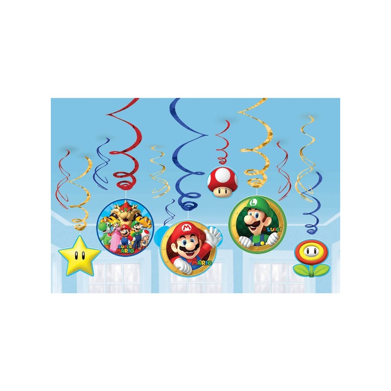 Super Mario Brothers Hanging Swirl Decorations