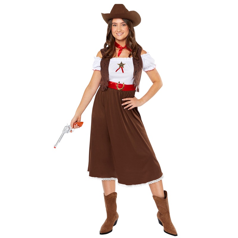 Western Brown Cowgirl Plus Size Womens Costume