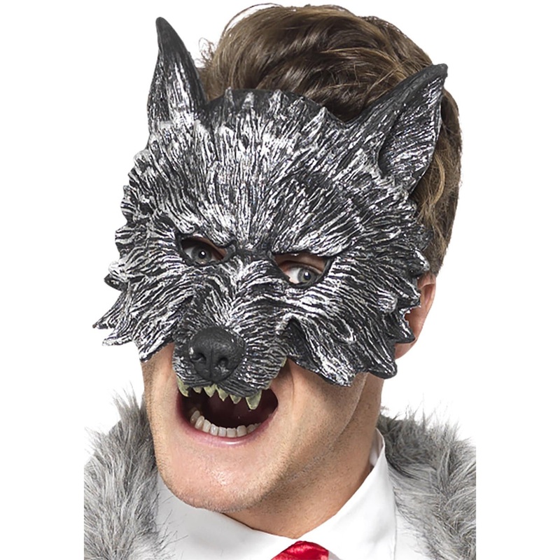 Big Bad Wolf Mens Grey Halloween Costume Mask