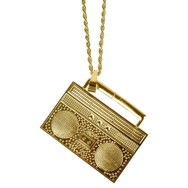 Boom Box Novelty Gold Costume Necklace