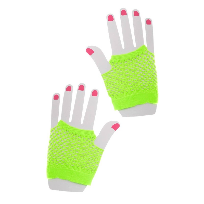 Bright Neon Green Fishnet Costume Gloves