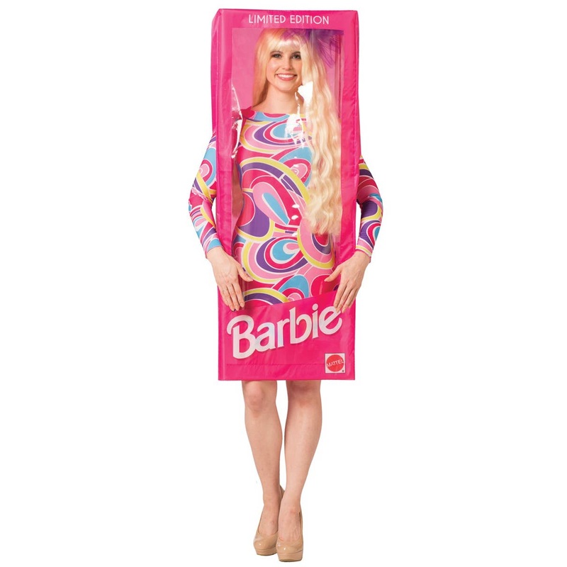 Bright Pink Licensed Barbie Doll Box Adults Costume