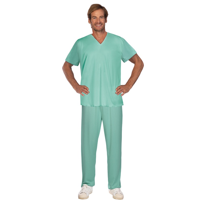 Classic Green Surgical Scrubs Mens Costume