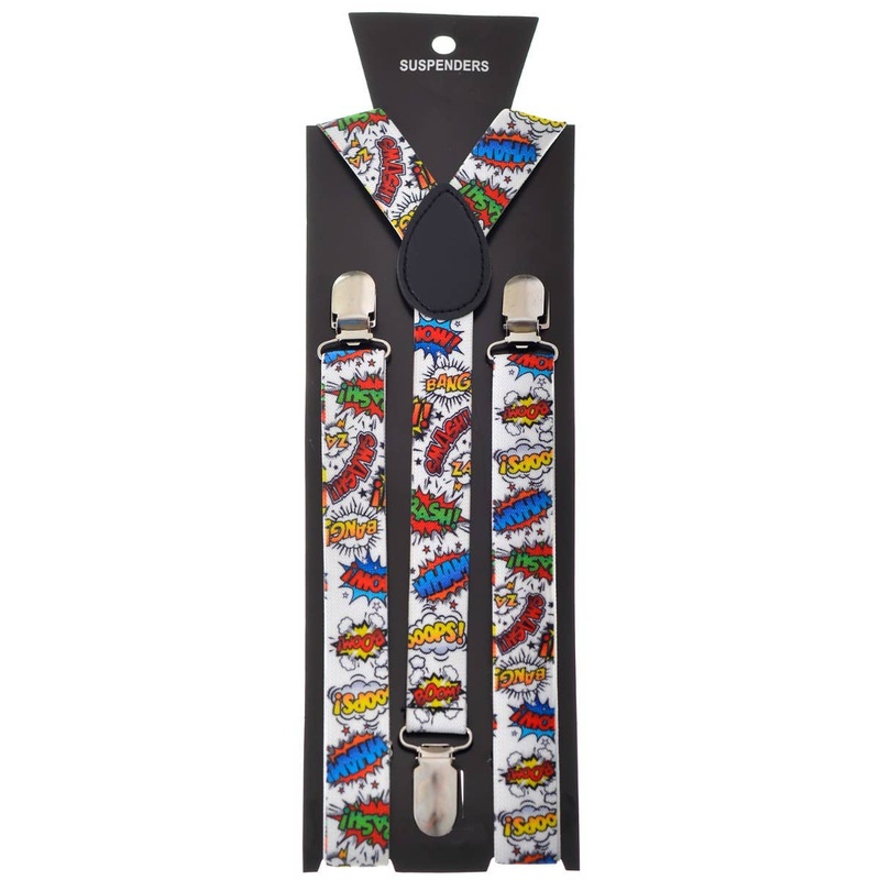 Comic Book Pop Art Action Words Novelty Suspenders