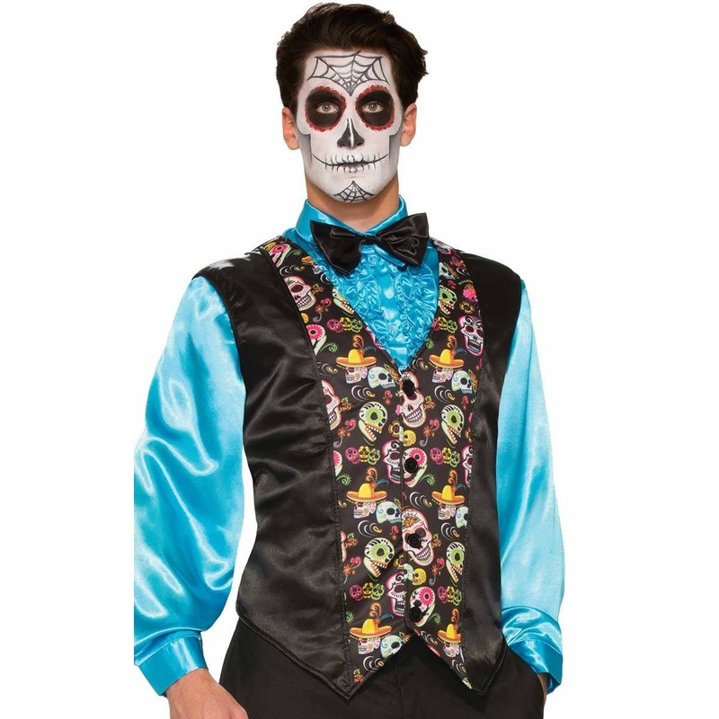 Day of the Dead Mens Sugar Skull Costume Vest
