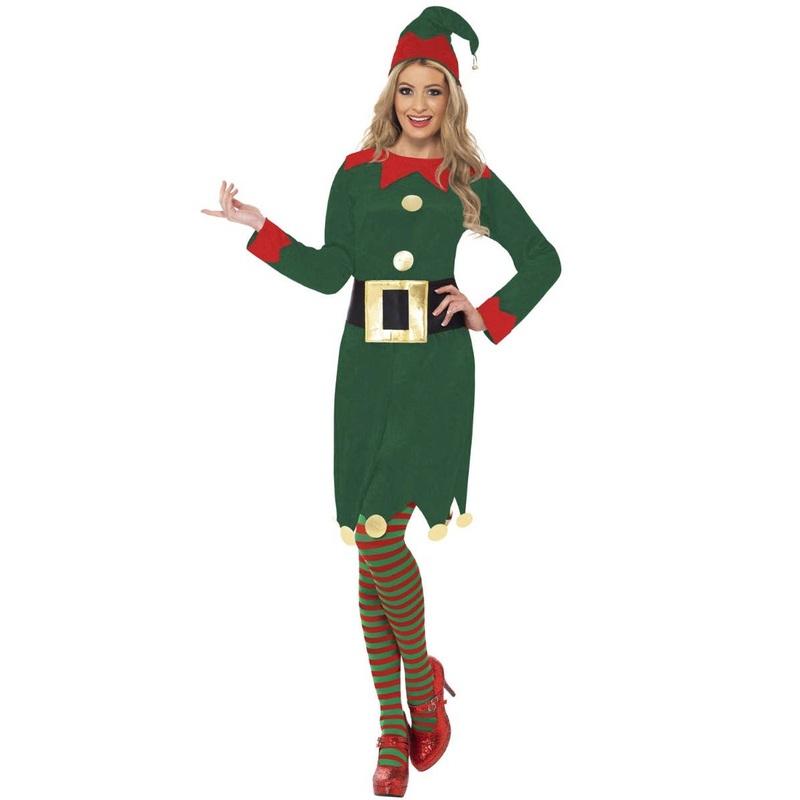 Festive Christmas Elf Womens Fancy Dress Costume