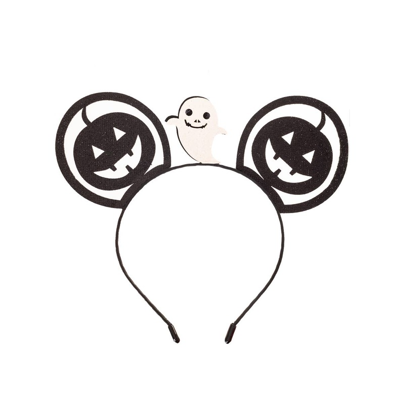 Glittery Black Pumpkin Mouse Ears Halloween Costume Headband