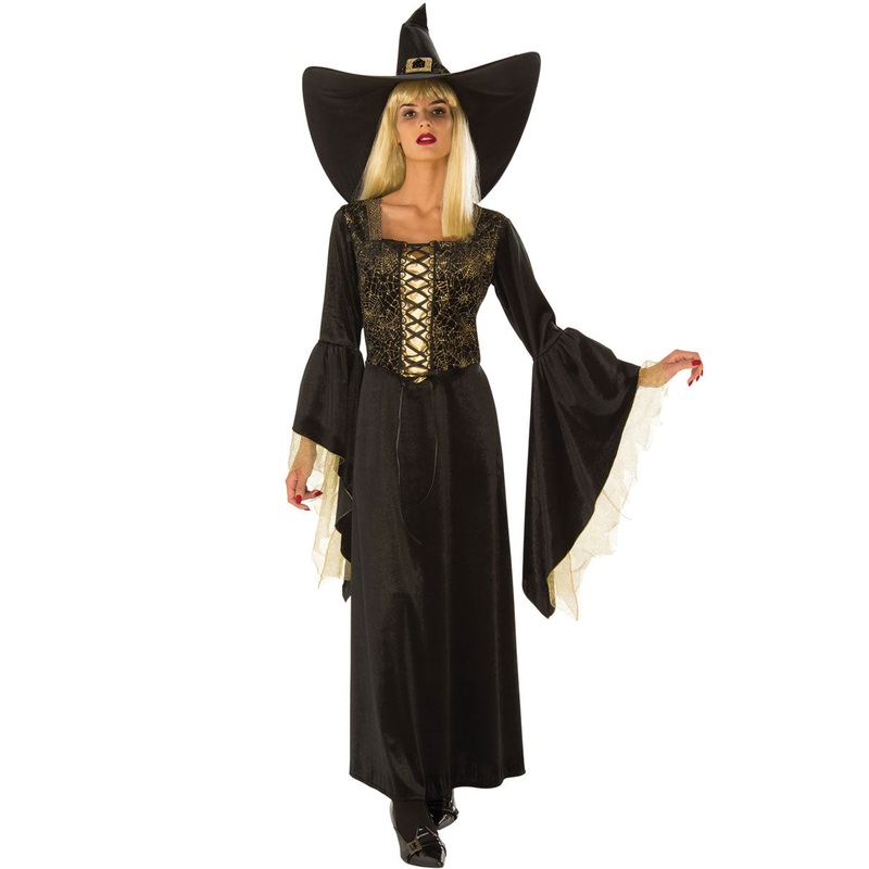 Golden Spiderweb Witch Womens Halloween Costume