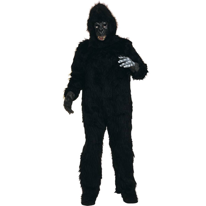 Hairy Black Adults Gorilla Fancy Dress Costume Jumpsuit