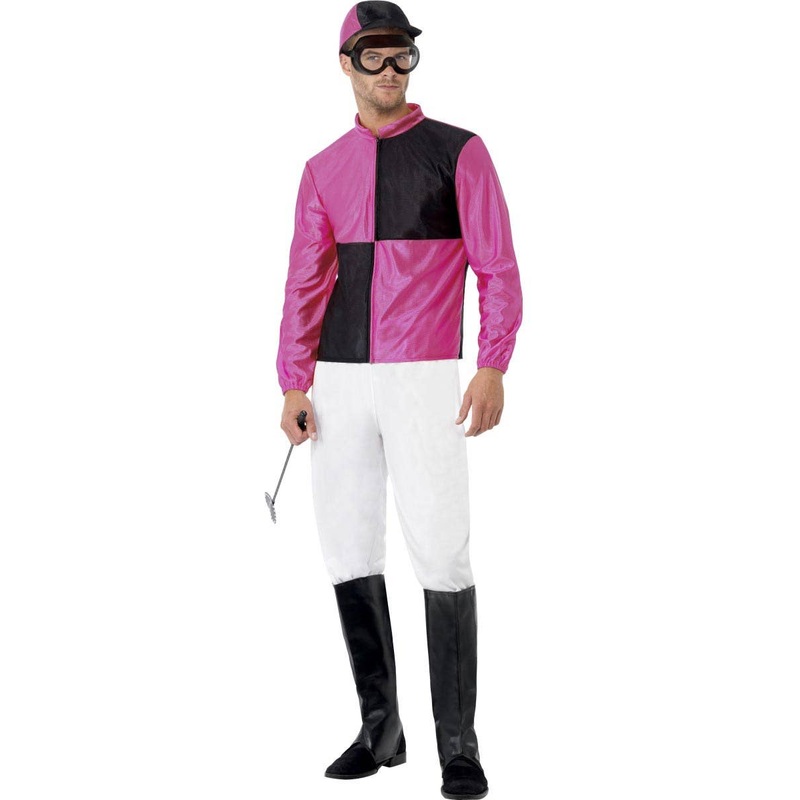 Jockey Pink and Black Mens Costume