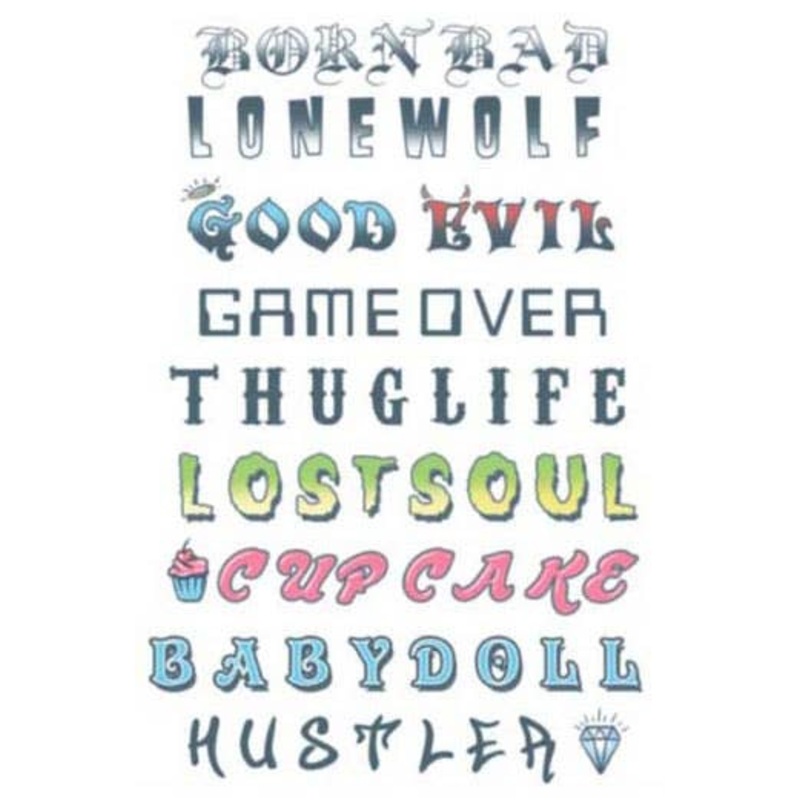 Knuckle Phrases Temporary Costume Tattoos