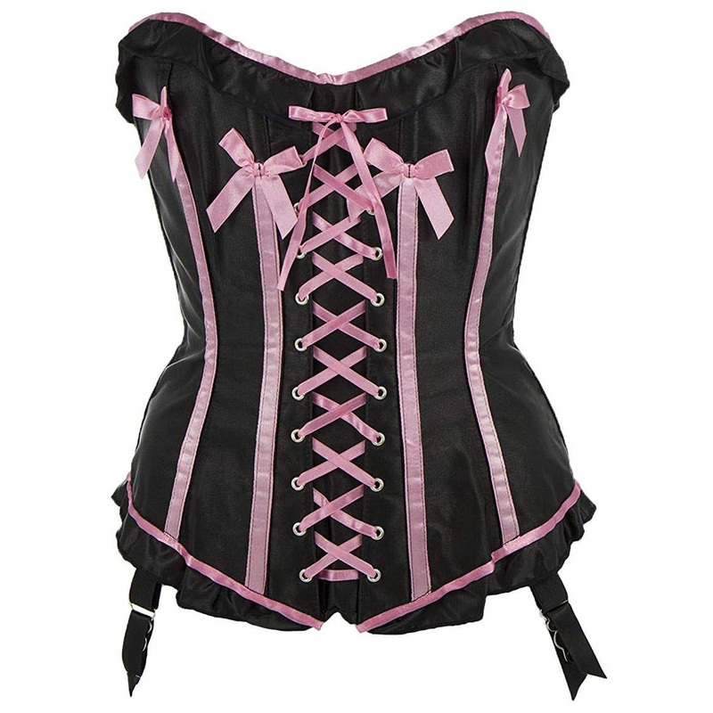 Lavish Black and Pink Womens Burlesque Corset
