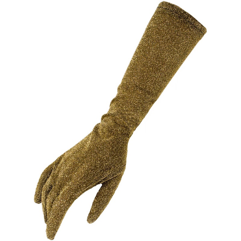 Long Glittery Gold Lurex Costume Gloves